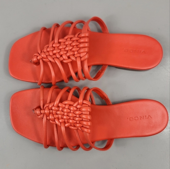 Vince Dae Casual Woven Braided Slip On Thong Sandals Burnt Orchid Orange 7.5M - Picture 5 of 14